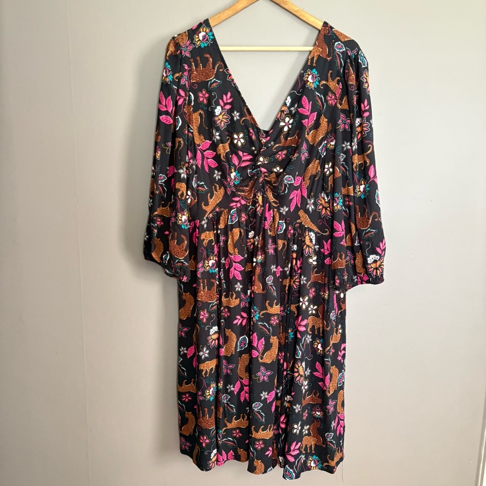 NWT Torrid Mini Rayon Slub Balloon Sleeve Twist Front Dress Size 2X - Picture 3 of 8